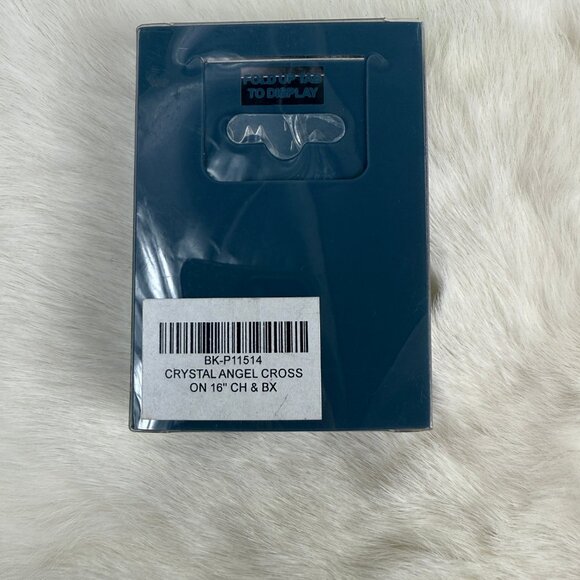 Berkander Silver Tone Rhinestone Cross w/ Wings Necklace 16" IN BOX - Picture 3 of 3